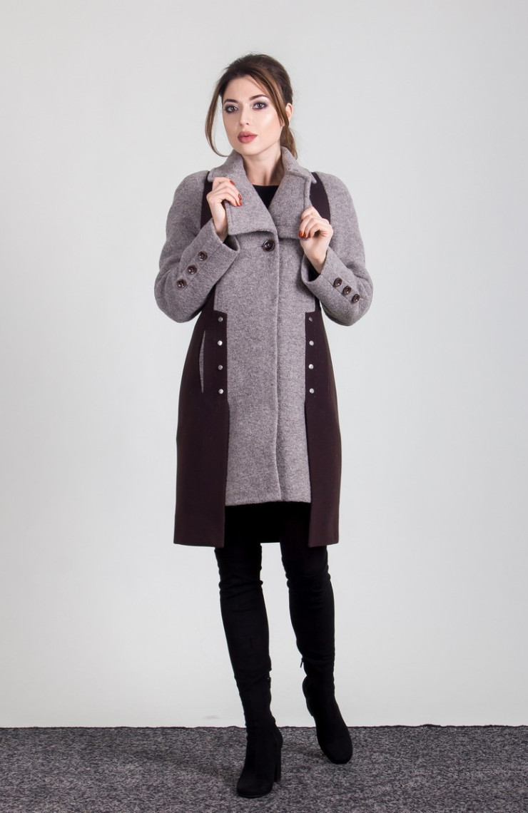 Пальто S-2008 Дымчато коричневый