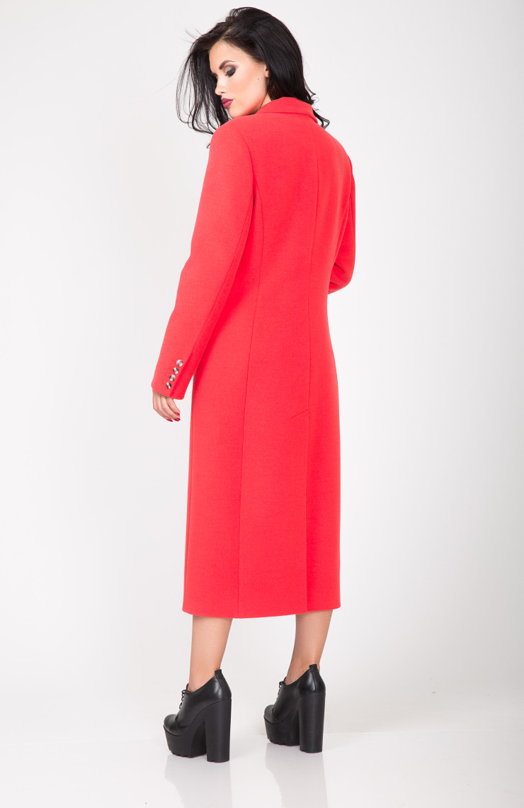 Пальто S-2130 Красно-кораловый