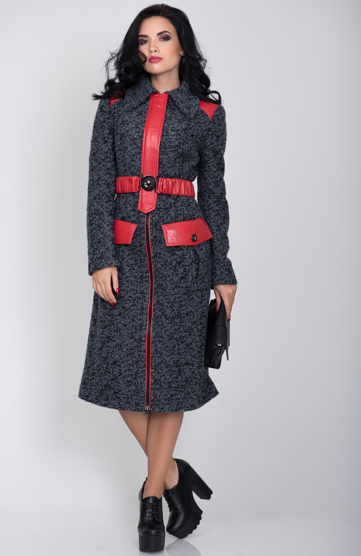 Пальто S-2143 Сине-черный меланж