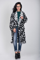 Пальто S-305 Горох белый+черный