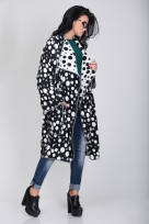 Пальто S-305 Горох белый+черный