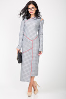 Платье S-9007 Клетка серая