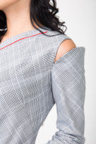 Платье S-9007 Клетка серая