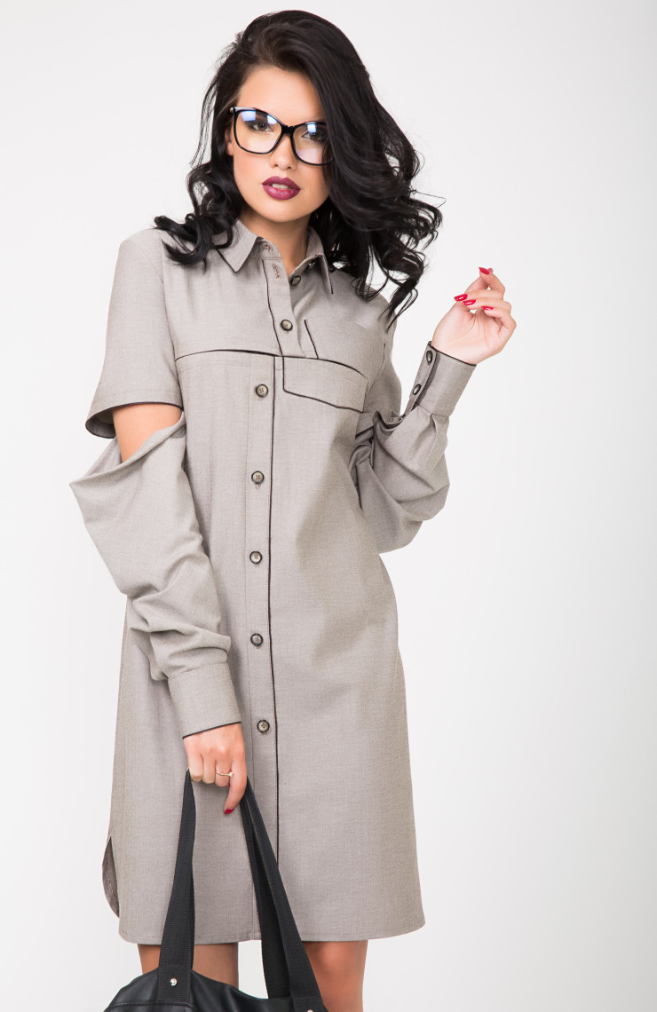 Платье S-9012 Серо-коричневый