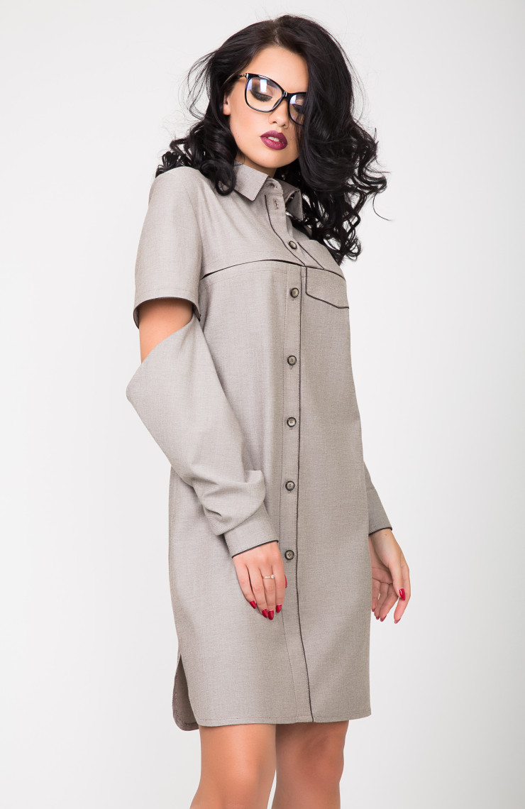 Платье S-9012 Серо-коричневый