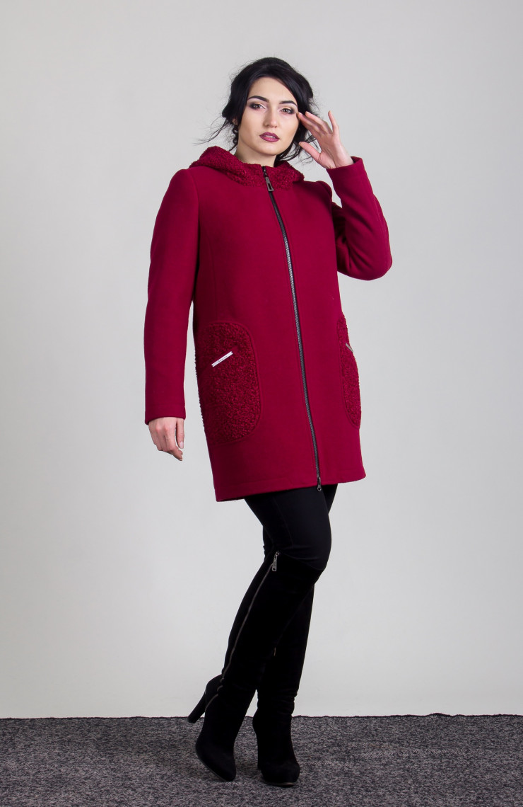 Пальто S-102V Бургунди
