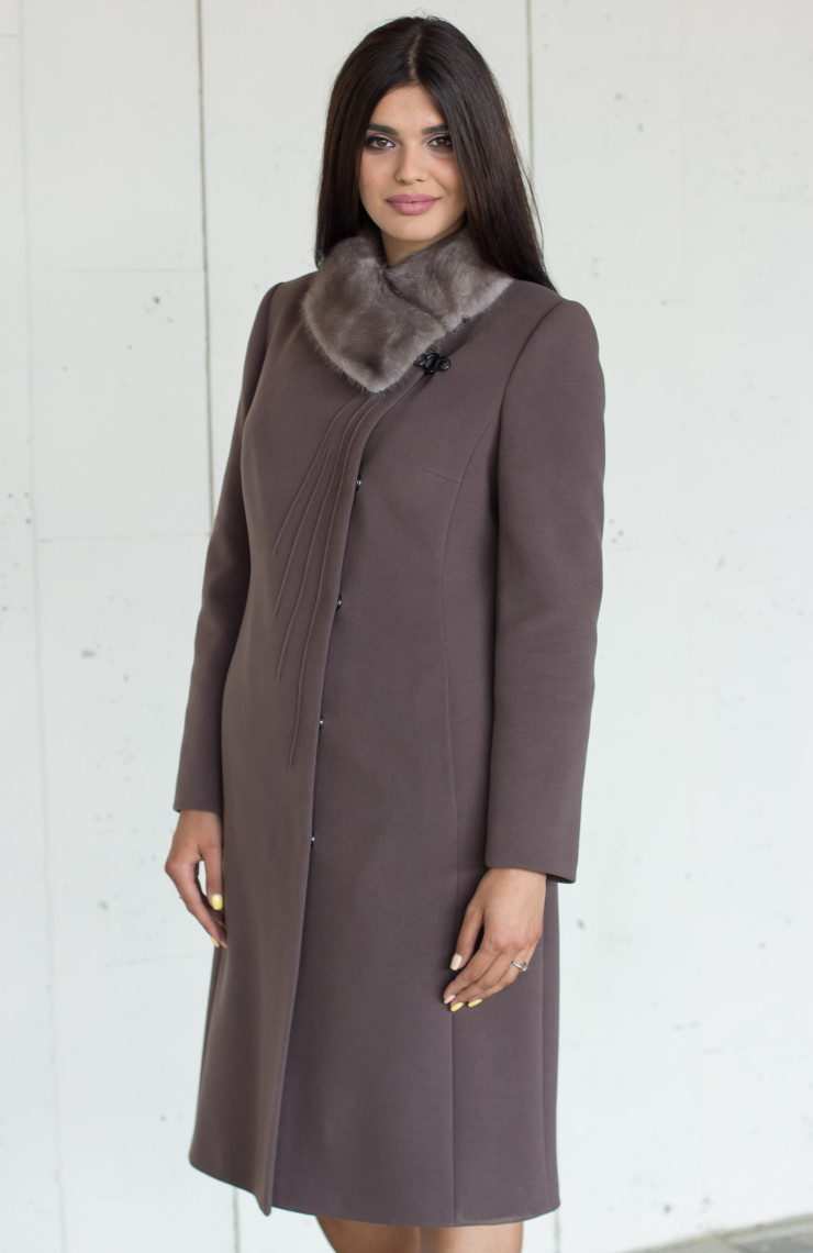 Пальто S-108i Пепельно-коричневый