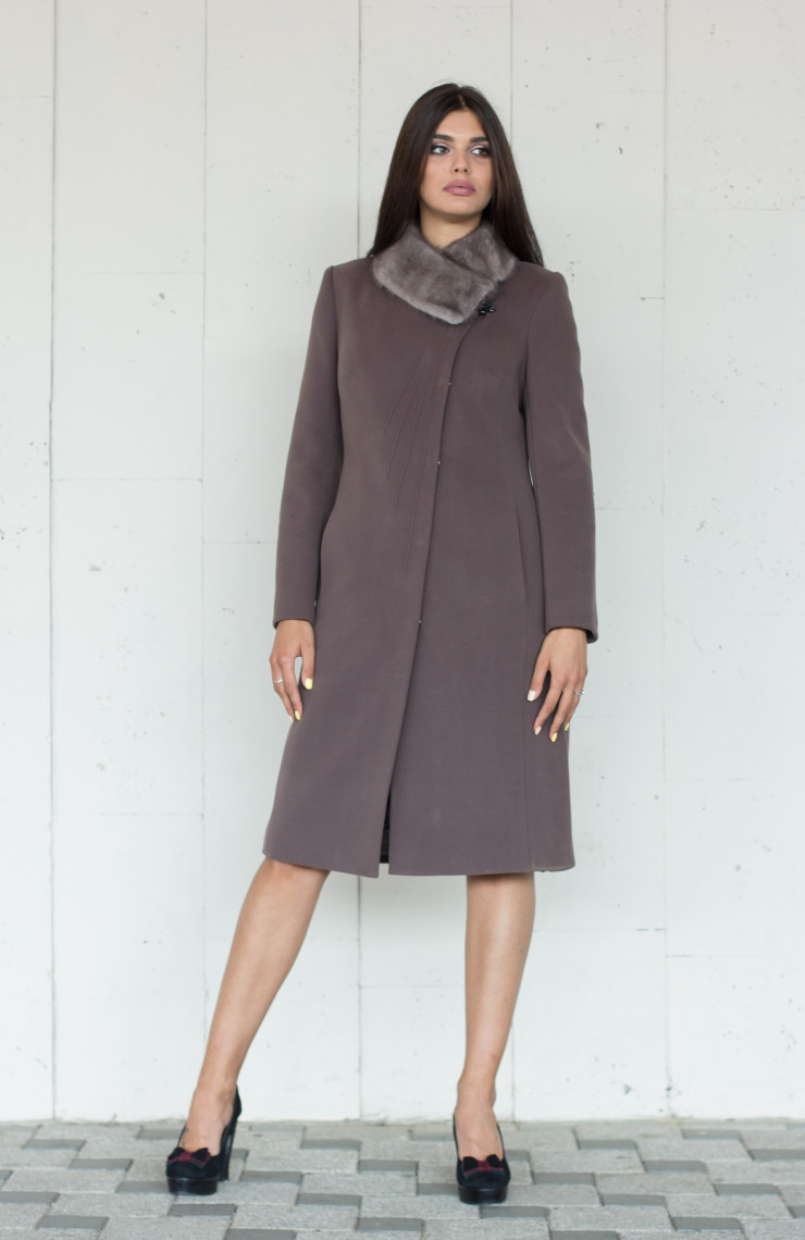 Пальто S-108i Пепельно-коричневый