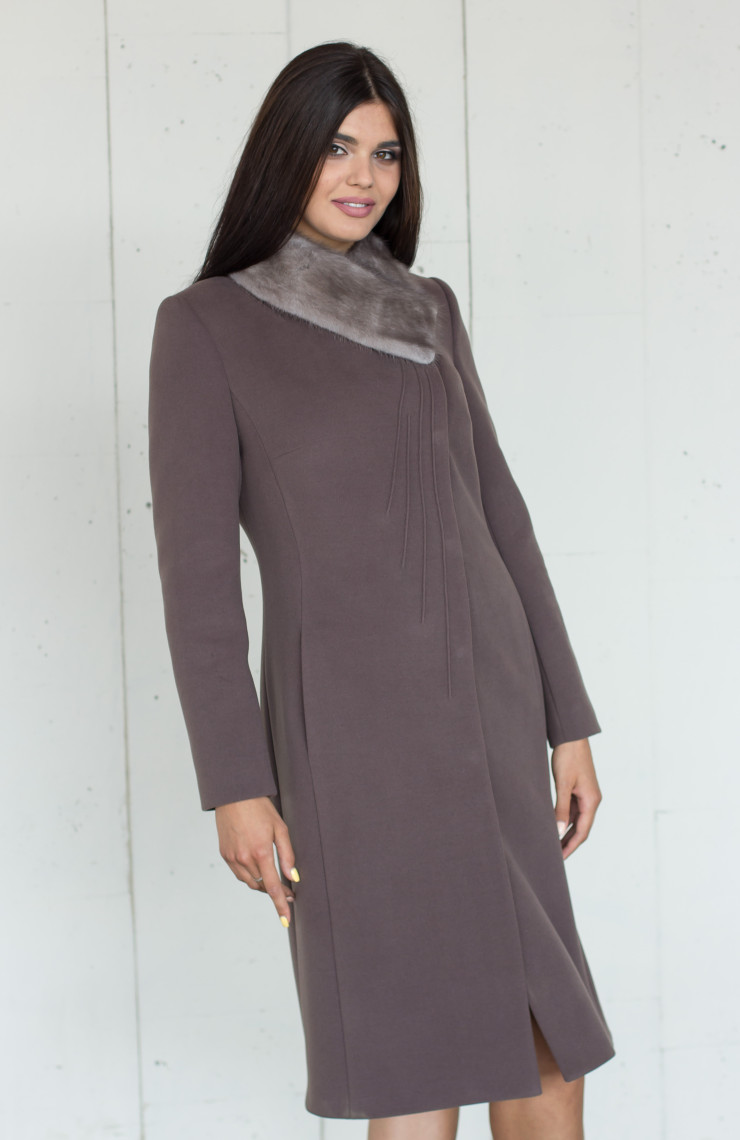 Пальто S-108i Пепельно-коричневый