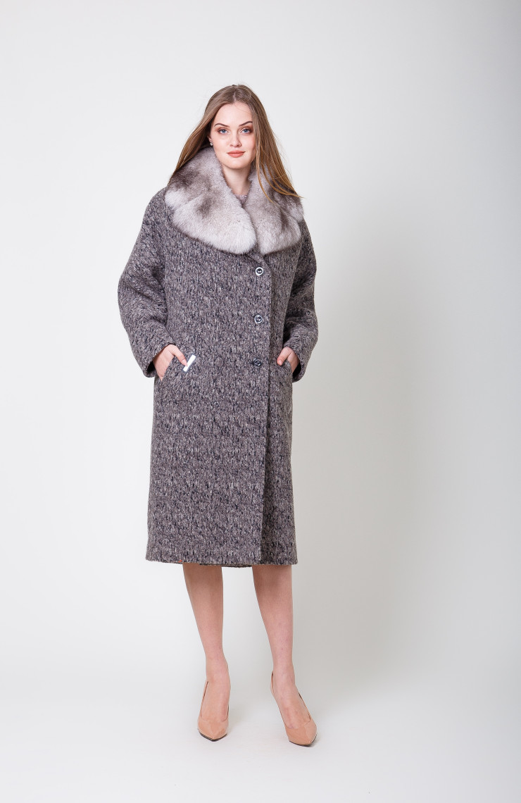 Пальто S-114L Серо-коричневый