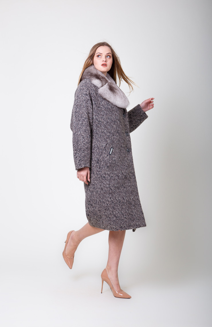 Пальто S-114L Серо-коричневый