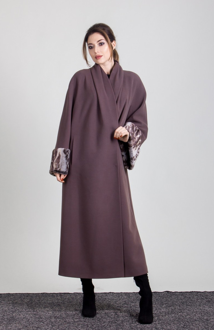 Пальто S-268 Тем-пепел-коричневый